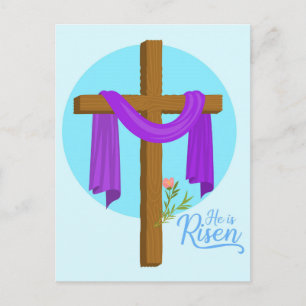 He is Risen Cross Holiday Postcard
