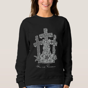He is Risen Cross Jesus Christian Coquette Bunny E Sweatshirt