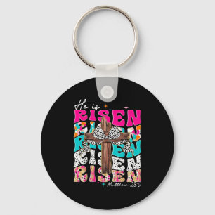 He Is Risen Cross Jesus Easter Christian Religious Key Ring