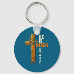 He is risen cross jesus religious christian faith key ring