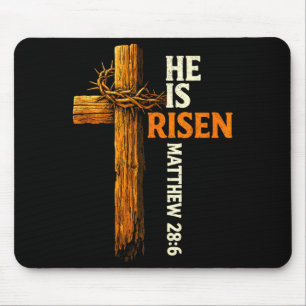 He is risen cross jesus religious christian faith mouse mat