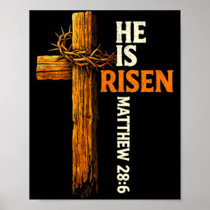 He is risen cross jesus religious christian faith poster