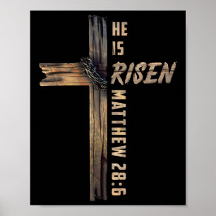He Is Risen Cross Jesus Religious Christian Faith Poster
