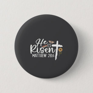 He Is Risen Cross Jesus Religious Easter Day Chr 6 Cm Round Badge