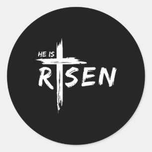 He Is Risen Cross Jesus Religious Easter Day Chris Classic Round Sticker