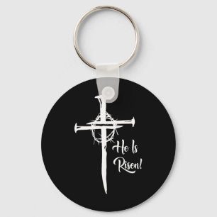 He Is Risen Cross Jesus Religious Easter Day Chris Key Ring
