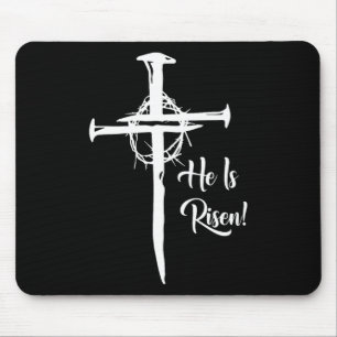 He Is Risen Cross Jesus Religious Easter Day Chris Mouse Mat