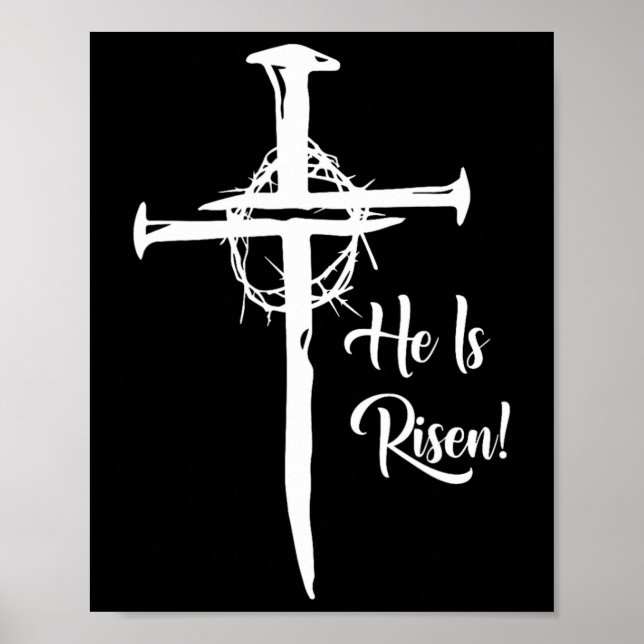 He Is Risen Cross Jesus Religious Easter Day Chris Poster (Front)