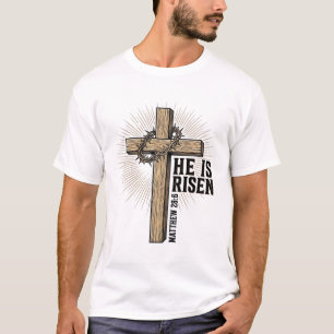 He Is Risen Cross Matthew 28_6 Vintage Christian D T-Shirt