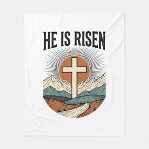He Is Risen Cross Sunrise Christian Easter Shirt D Fleece Blanket