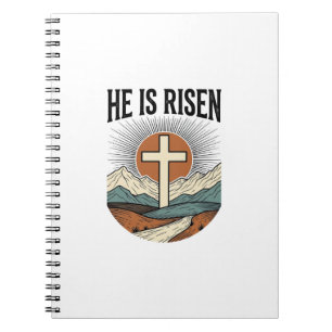 He Is Risen Cross Sunrise Christian Easter Shirt D Notebook