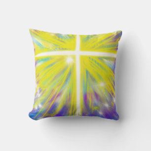 He is Risen Cross, Victorious Christian Word Art Cushion