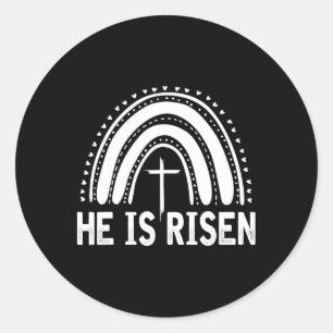 He Is Risen Cross Vintage Happy Easter 1  Classic Round Sticker