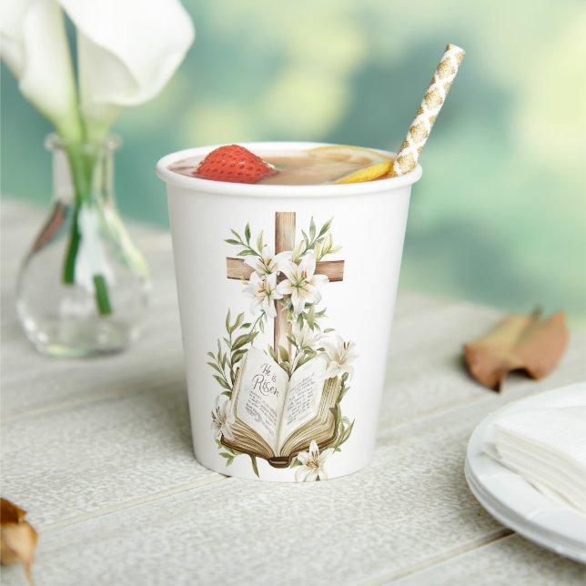 He is Risen | Cross with Bible  Paper Cups (Insitu)