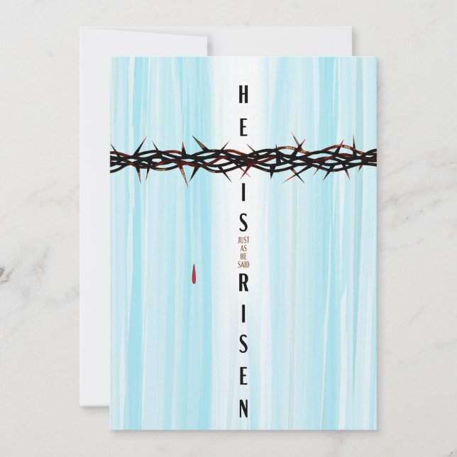 He Is Risen Crown of Thorns Cross Resurrection Holiday Card (Front)