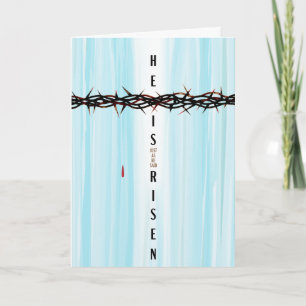 He Is Risen Crown of Thorns Cross Resurrection Holiday Card