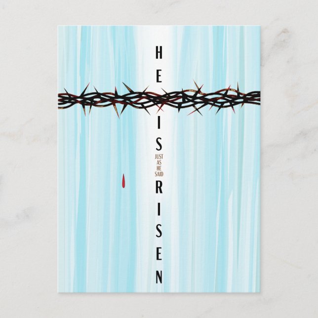He Is Risen Crown of Thorns Cross Resurrection  Holiday Postcard (Front)