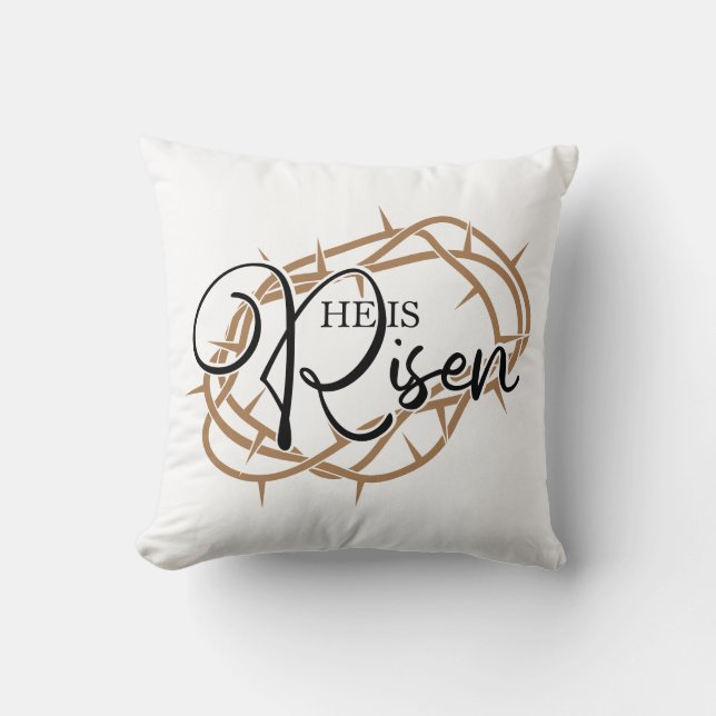 He Is Risen Crown of Thorns Easter Cushion (Front)