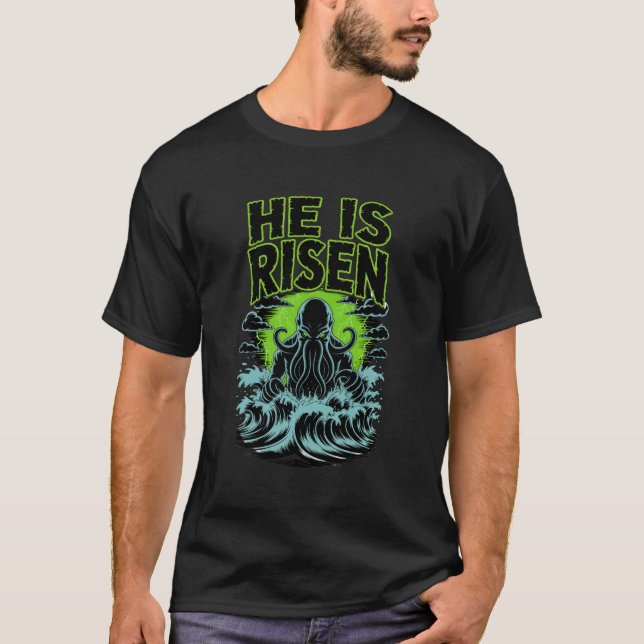 He Is Risen Cthulhu Easter Tee (Front)