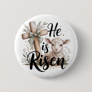 He Is Risen Easter 6 Cm Round Badge