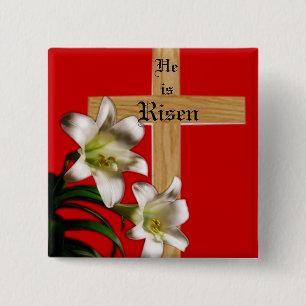 He is Risen Easter Button