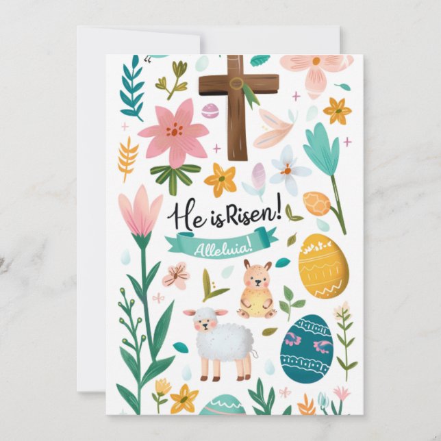 He Is Risen Easter Christian Holiday Card (Front)