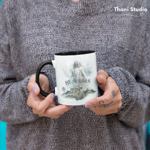 He is Risen Easter Christian Religious Cross Mug