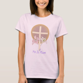 He Is Risen Easter Cross Christian T-Shirt