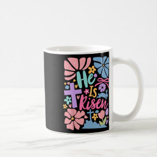 He Is Risen Easter Cross Coquette Jesus Christian  Coffee Mug