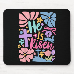 He Is Risen Easter Cross Coquette Jesus Christian Mouse Mat
