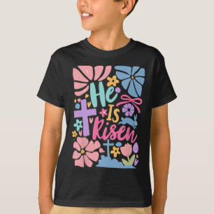 He Is Risen Easter Cross Coquette Jesus Christian T-Shirt