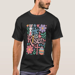 He Is Risen Easter Cross Coquette Jesus Christian T-Shirt
