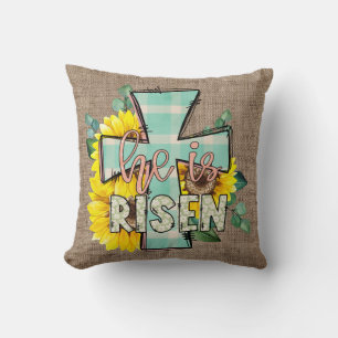 He is Risen Easter Cross Home Decor Cushion