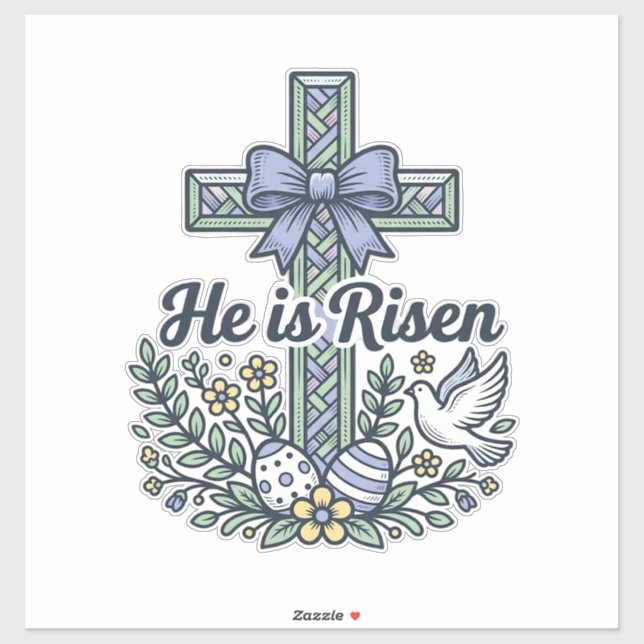 He Is Risen Easter Cross Vintage Vector (Sheet)