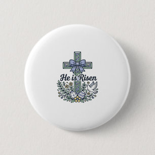 He Is Risen Easter Cross Vintage Vector 6 Cm Round Badge