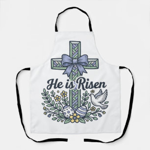 He Is Risen Easter Cross Vintage Vector Apron