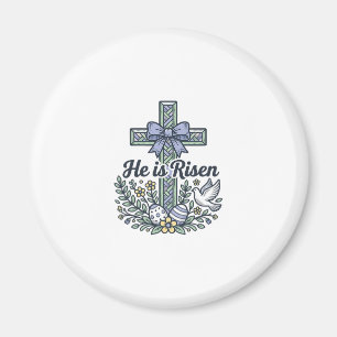 He Is Risen Easter Cross Vintage Vector Magnet