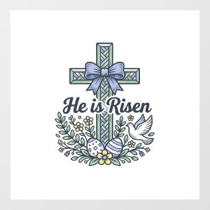 He Is Risen Easter Cross Vintage Vector Window Cling