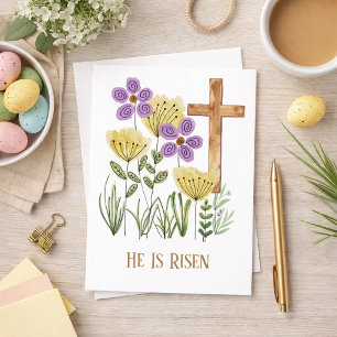 He Is Risen Easter Floral Card