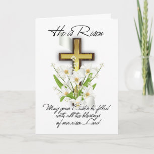 He Is Risen, Easter Greeting Card With Cross