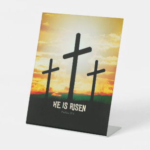 HE IS RISEN - EASTER ILLUSTRATION  PEDESTAL SIGN