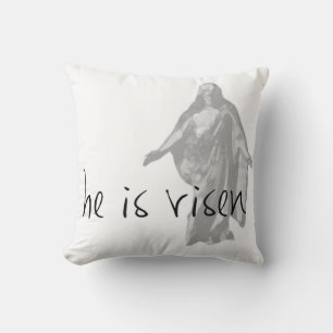 he is risen easter lds modern black white cushion