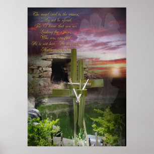 He is risen, Easter religious art Poster