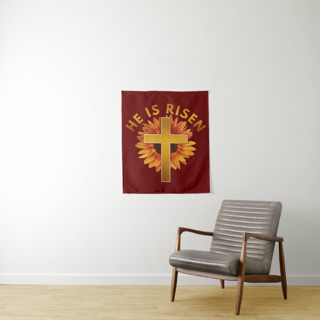 He Is Risen Easter Sunflower Tapestry (In Situ)