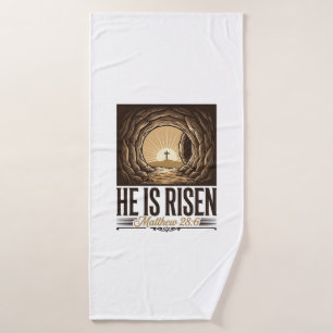 He Is Risen Easter Tomb Cross Vintage Christian Sh Bath Towel