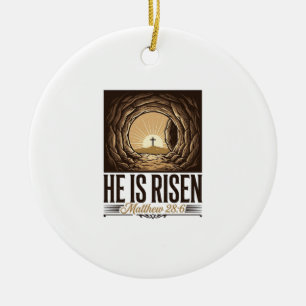He Is Risen Easter Tomb Cross Vintage Christian Sh Ceramic Tree Decoration
