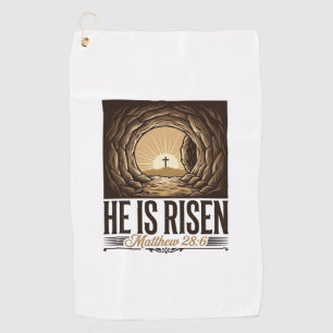 He Is Risen Easter Tomb Cross Vintage Christian Sh Golf Towel