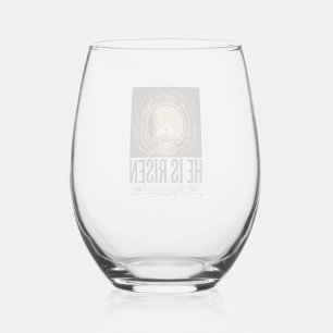 He Is Risen Easter Tomb Cross Vintage Christian Sh Stemless Wine Glass