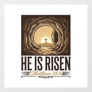 He Is Risen Easter Tomb Cross Vintage Christian Sh Window Cling