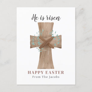 He is risen Elegant Christian Floral Easter Holiday Postcard